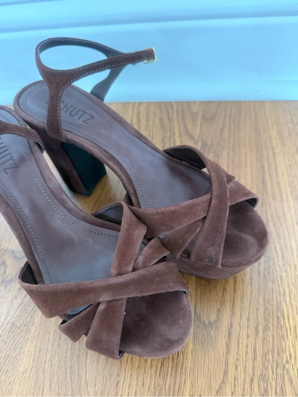 Schultz Brown Suede Platform Heels from Anthropologie